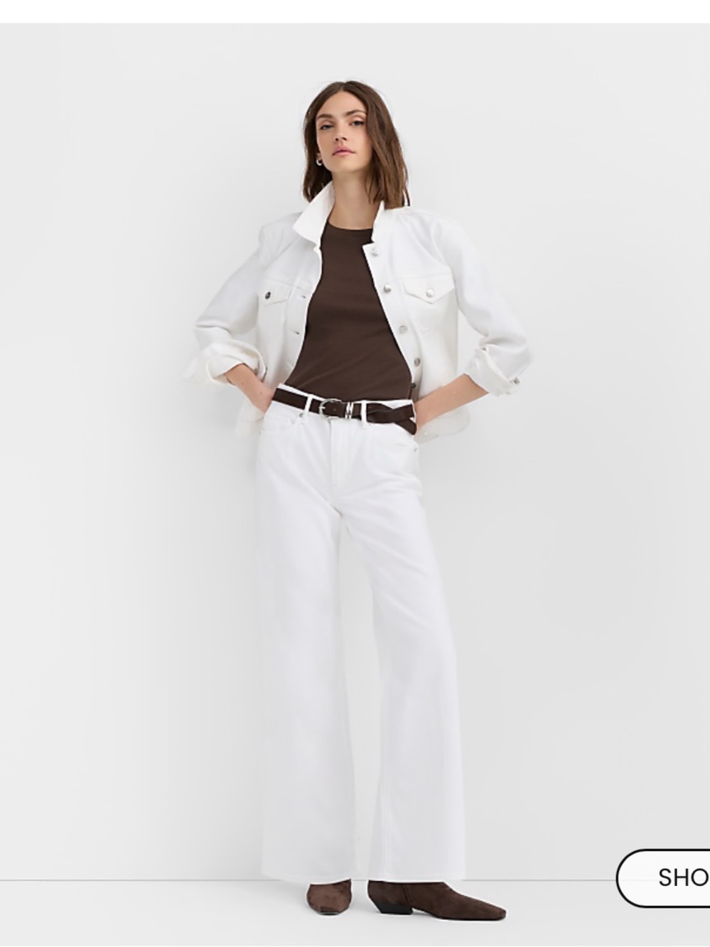 LOFT White Denim Jacket with Button Front